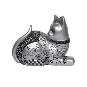 Kattenbeeld Polyester Zilver met Bloemmotief