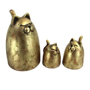 Kattenbeeld Polyester Goudkleurig (Set van 3)