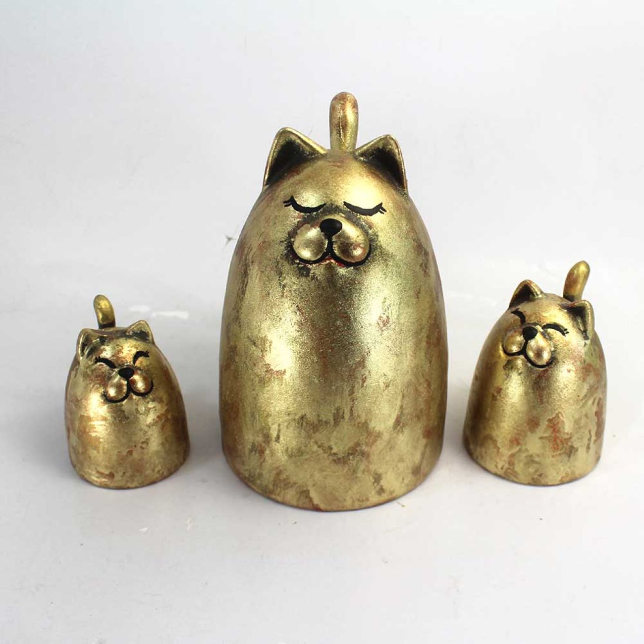 Kattenbeeld Polyester Goudkleurig (Set van 3)
