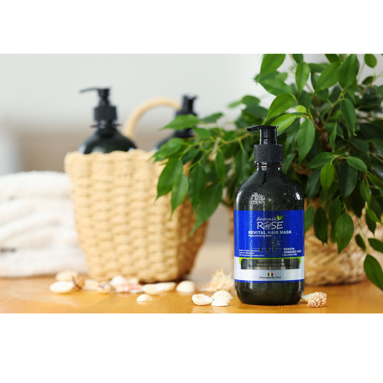 Damask Rose Haarmasker Model Keratine – 500ml voor Diepe Hydratatie en Gladmakend Haar