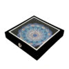 Perzische Minakari Decoratief Koperen Bord – Handgeschilderd met Ingewikkeld Blauw Bloemmotief