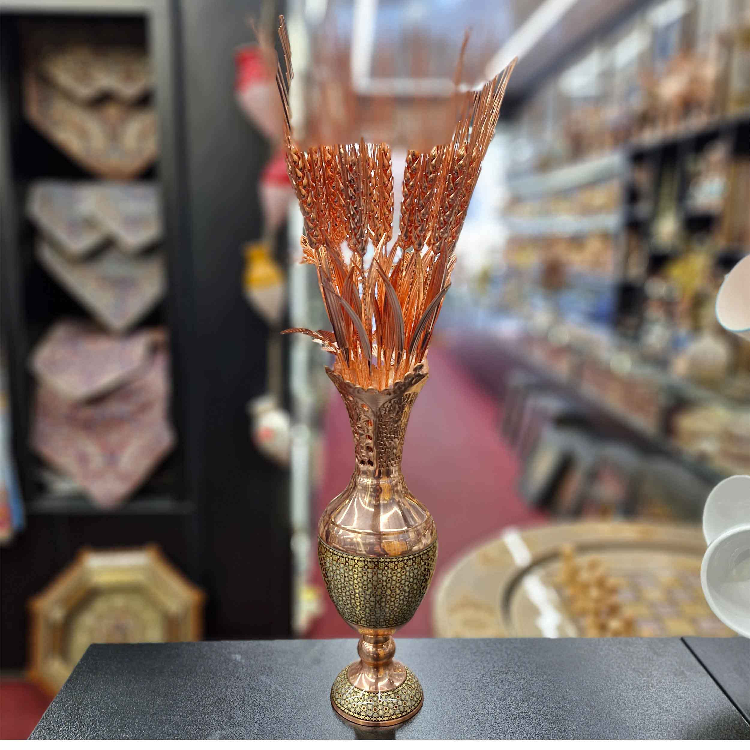 Decoratieve koperen bloem met tarweontwerp – symboliek en bloemkunst voor huisdecoratie (x6)