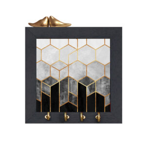 Decoratieve wand-sleutelhouder met vogel- & marmerontwerp