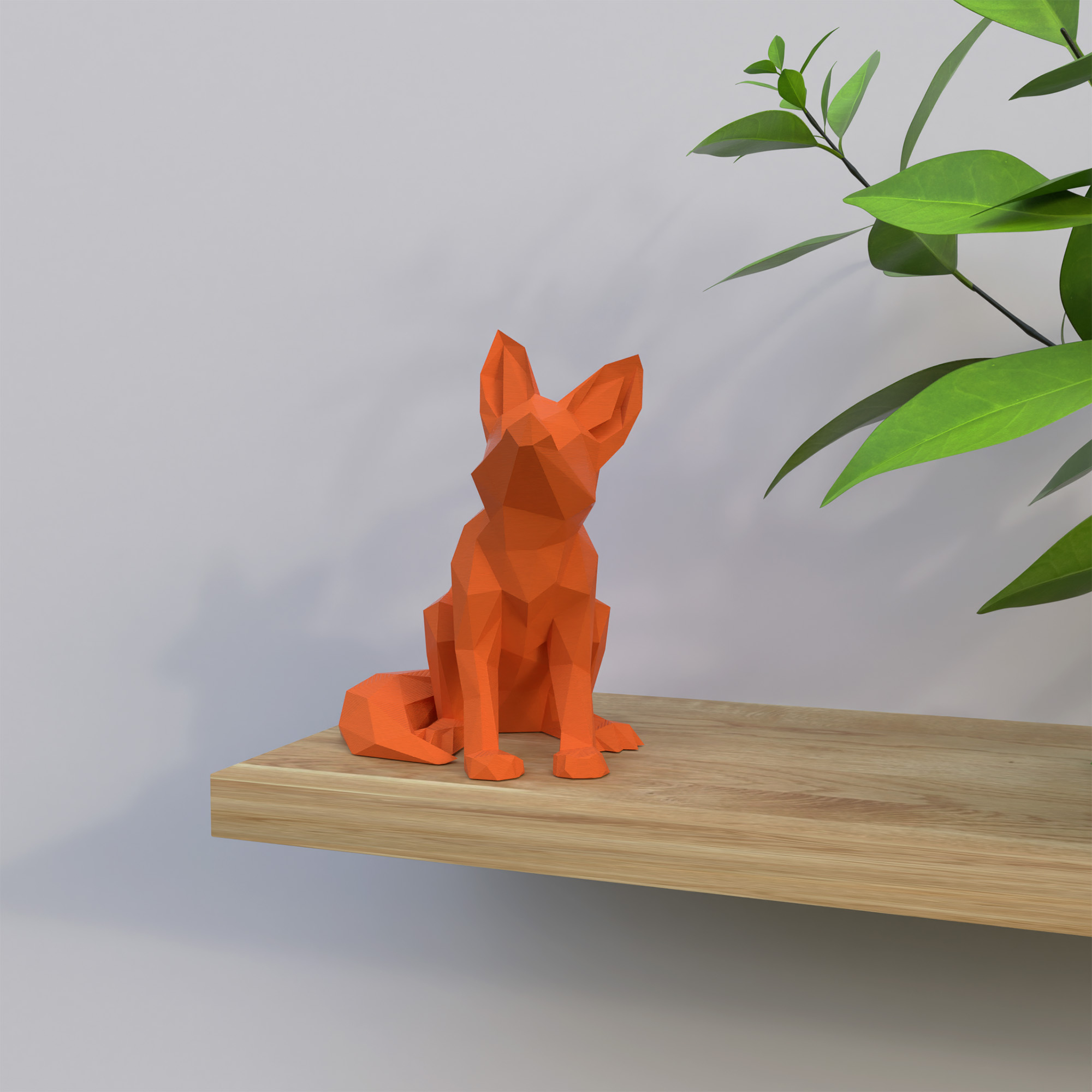 Geometrisch Vos Kubisme Beeldje – Handgemaakt Modern Kunstwerk