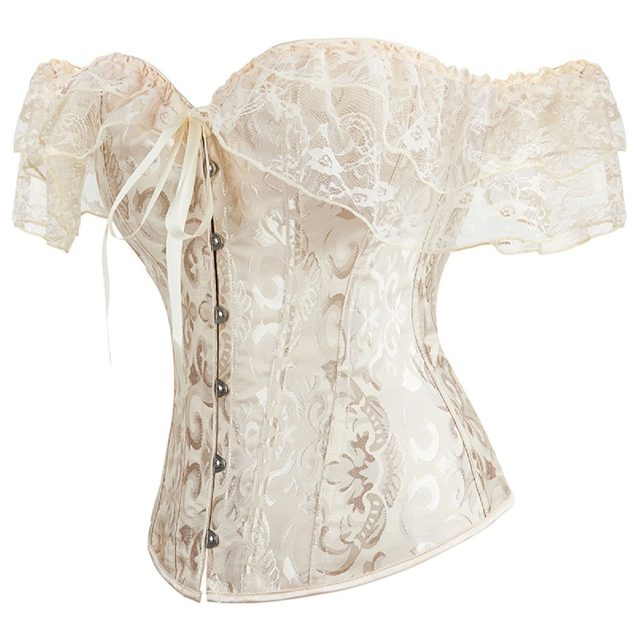 Buste Corset – Perfect voor Feest met Bloemenontwerp in Melkwit