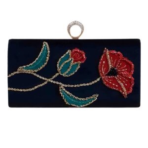 Handgeborduurde Kralen Clutch met Rode Rozen