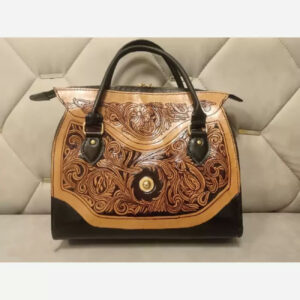 Handgemaakte natuurlijke leren tas – Paisley Boho