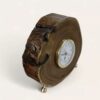 Handgemaakte Rustieke Houten Bureauklok met Messing Basis