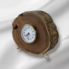 Handgemaakte Rustieke Houten Bureauklok met Messing Basis