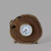 Handgemaakte Rustieke Houten Bureauklok met Messing Basis