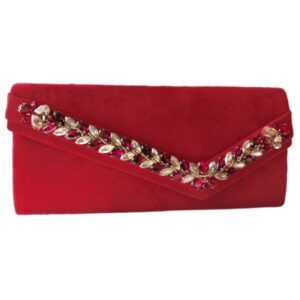 Handgeborduurde Kralen Clutch – Rood