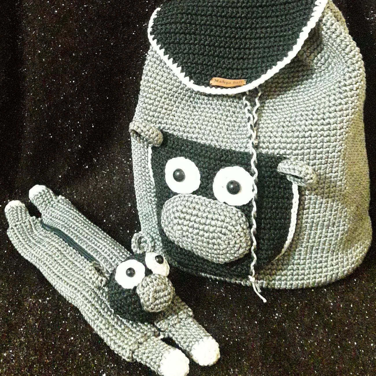 Handgemaakte Gebreide Rugzak & Pennenhouder – Groen Minion