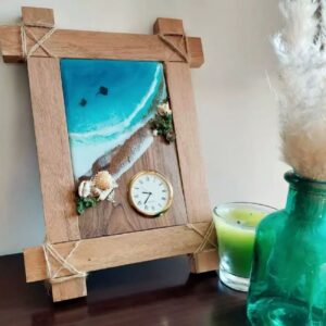 Handgemaakte Houten Bureauklok – Klassiek Strandontwerp