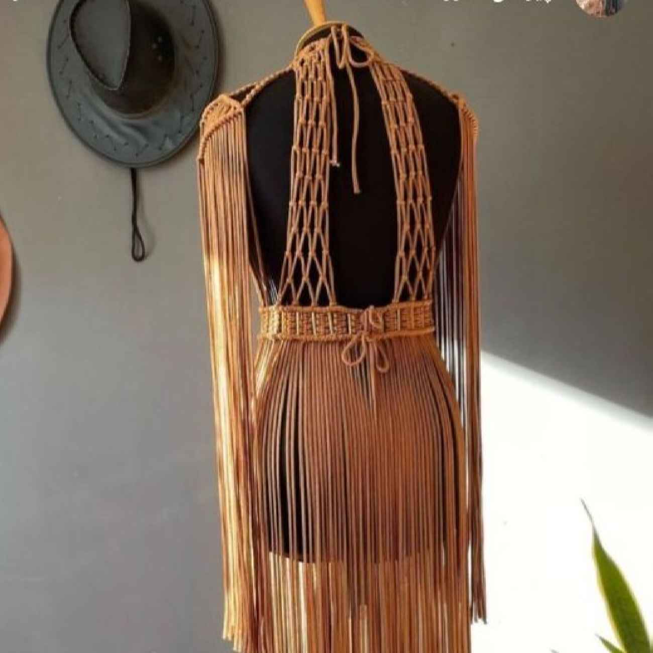Handgeweven Macramé Jurk – Oranje Boho