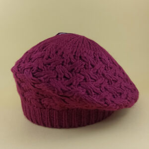 Gebreide Franse Baret Hoed – Magenta