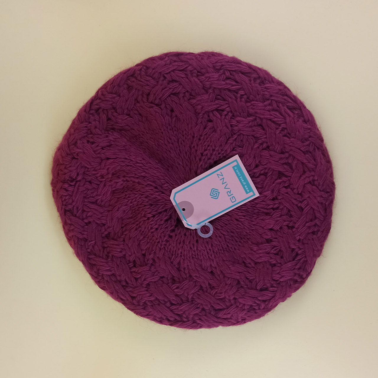 Gebreide Franse Baret Hoed – Magenta