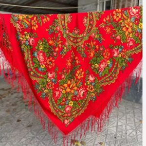 Turkmeense Sjaal – Lichtblauw – Handgemaakt met Bloemen