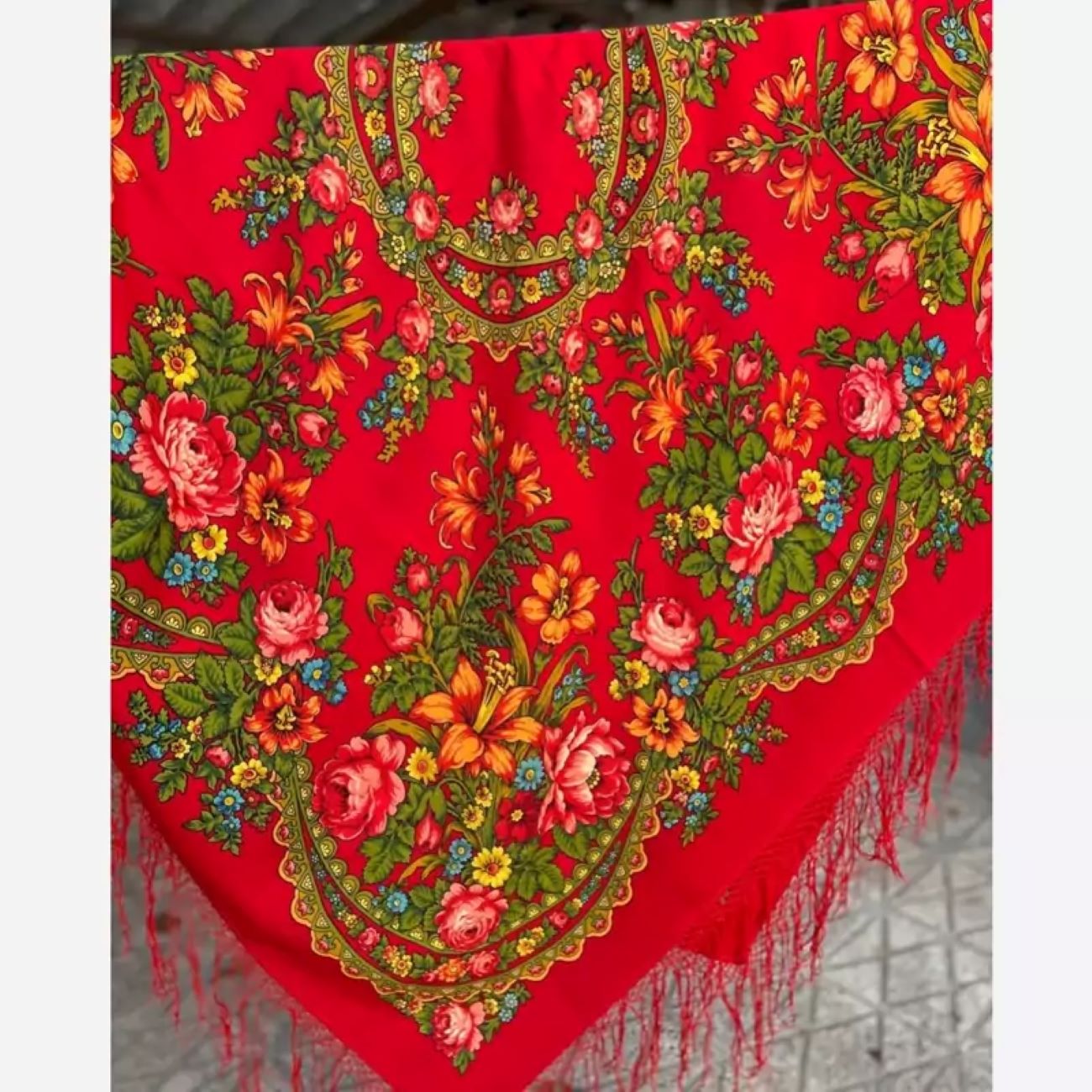 Turkmeense Sjaal – Lichtblauw – Handgemaakt met Bloemen