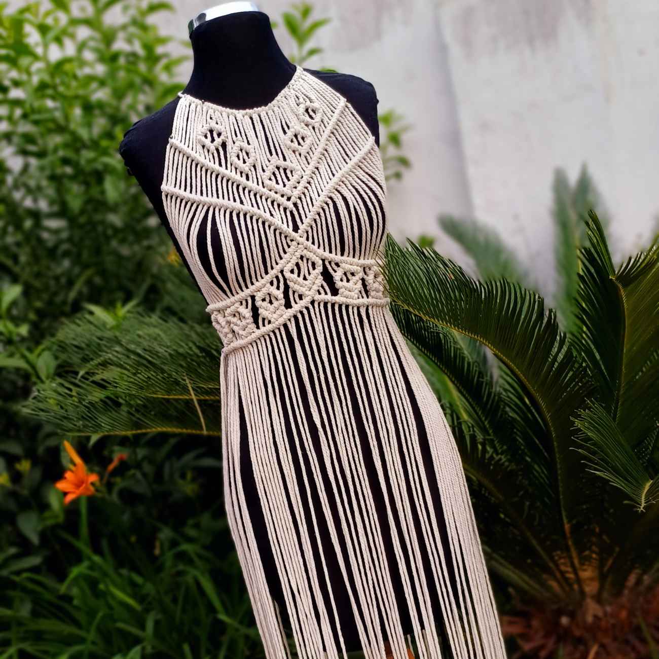 Zomerse Macramé Jurk – Handgeweven Boho Stijl