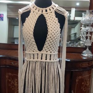 Formele Macramé Jurk – Handgeweven Boho Stijl