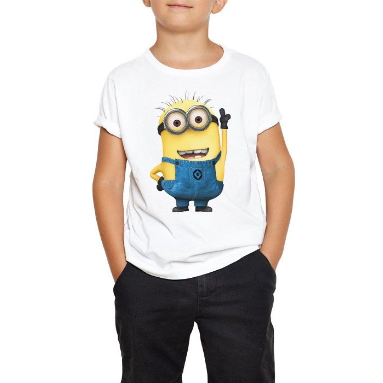Minion-geïnspireerd Jongens T-shirt – Wit Katoen