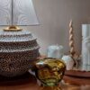 Moderne Luipaardprint Keramische Tafellamp – Zwart & Wit