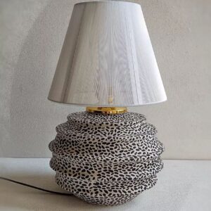 Moderne Luipaardprint Keramische Tafellamp – Zwart & Wit