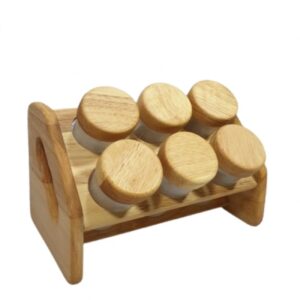 Moderne Ronde Glazen Kruidenrek – Houten Deksels
