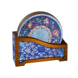Perzisch-Geïnspireerde Houten Onderzetters – Set van 6