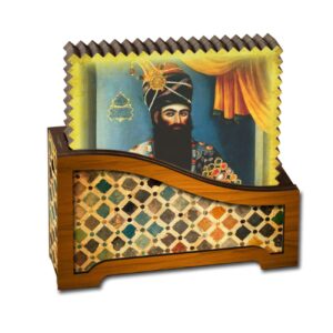 Houten Onderzetters Naser al-Din Shah – Set van 6 Geel