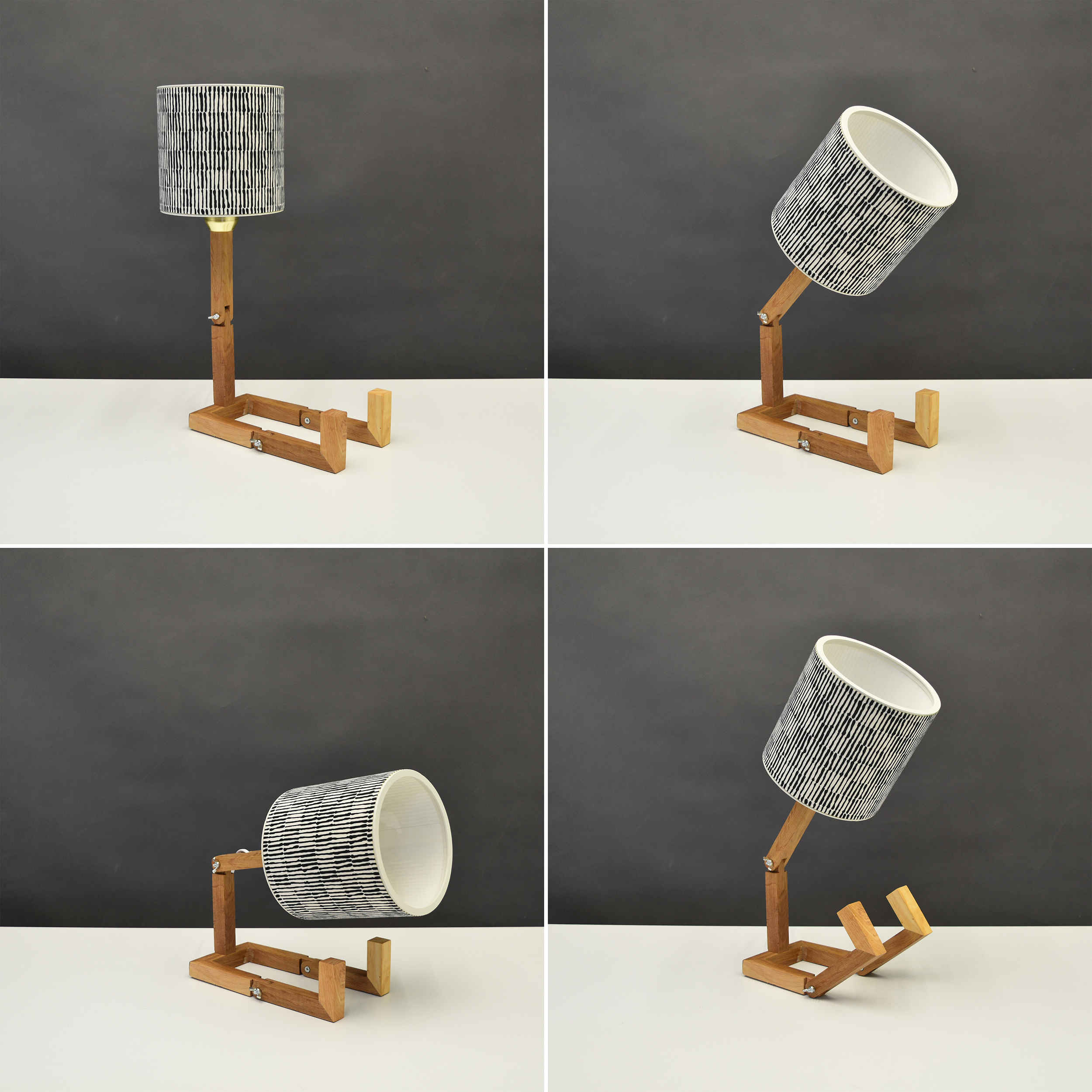Funky Robot Bureaulamp – Gestreept Patroon Zwart