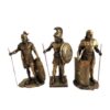 Set van 3 Romeinse Soldaat Standbeelden – Goudkleurig Polyester