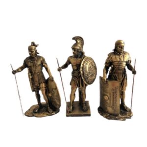 Set van 3 Romeinse Soldaat Standbeelden – Goudkleurig Polyester