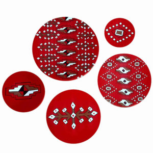 Set van 5 Aardewerk Borden – Geometrisch Perzisch Ontwerp