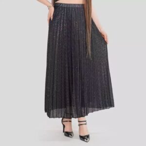 Zwarte Geplooide Rok met Stippen – Lurex