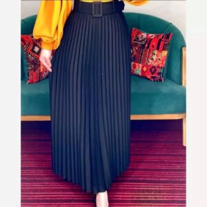 Zwarte Geplooide Rok – Maserati Stof met Riem
