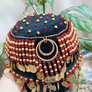 Traditionele Koerdische Etnische Hoed – Fluweel met Munt Ontwerp