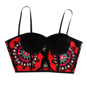 Dames Geborduurde Balochi Crop Cami Top