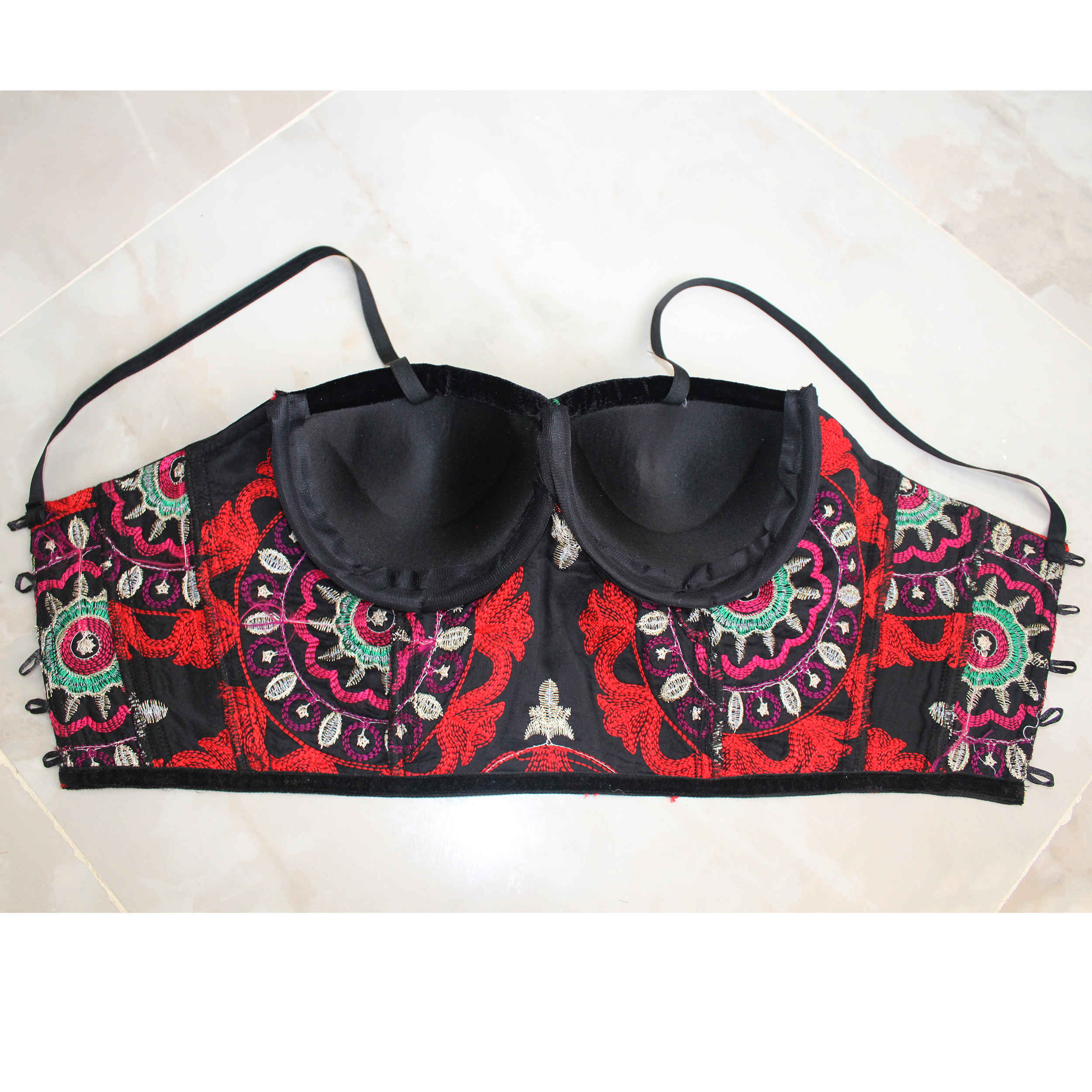 Dames Geborduurde Balochi Crop Cami Top