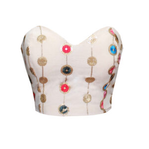Dames Linnen Crop Cami Top met Pailletten Borduurwerk