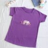Dames T-shirt met Handborduurwerk – Olifant Purper