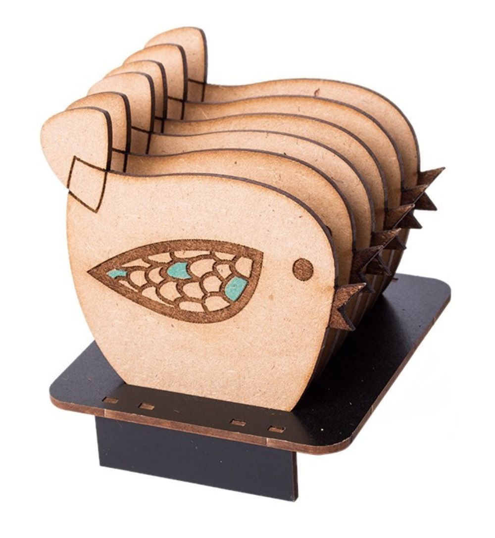 Milieuvriendelijke Houten Onderzetters in Vogeldesign 6-pack – Functionele & Boho Stijl