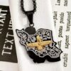 Zwarte en Gouden Faravahar Ketting – Perzisch Symbool