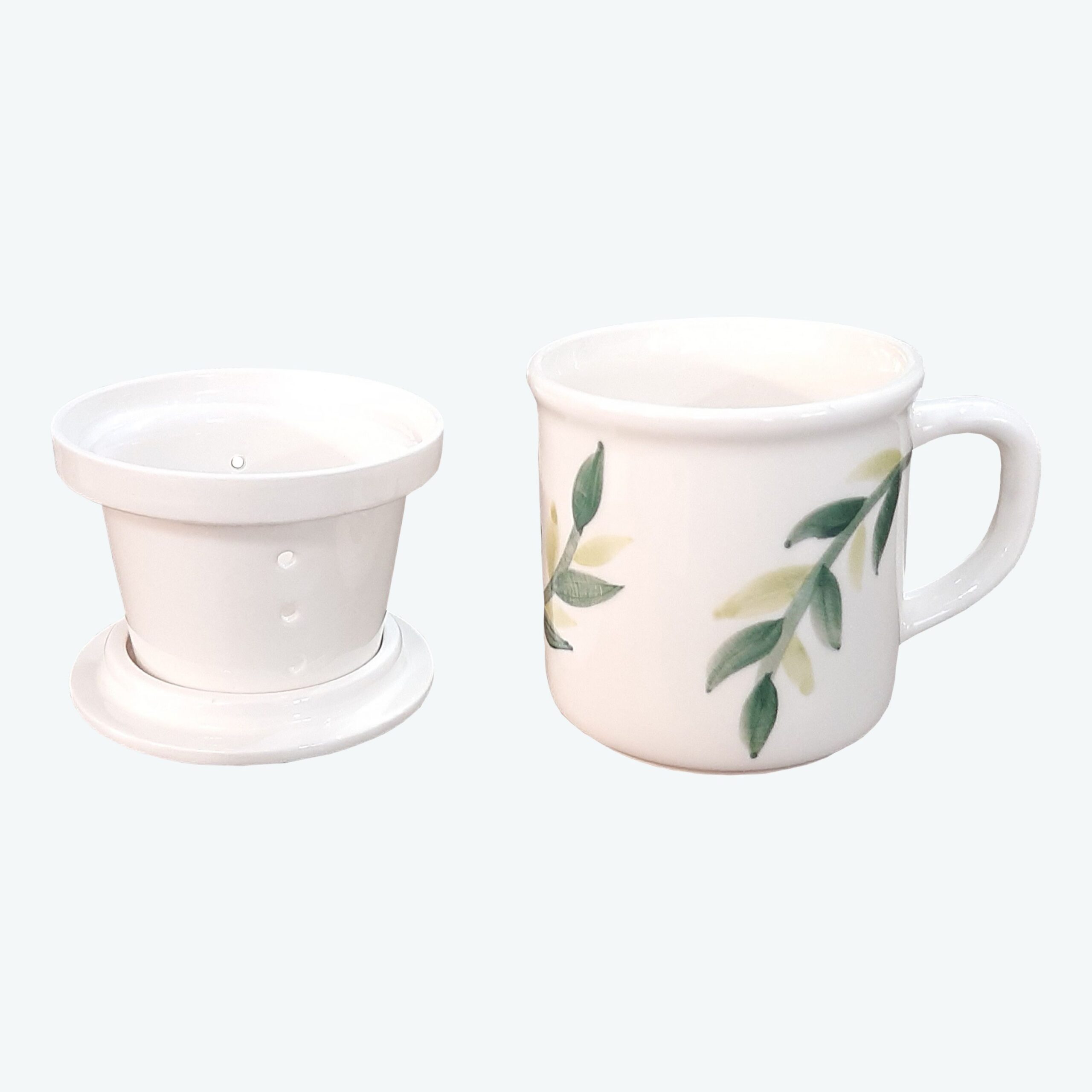 Keramische Kruidenthee-infuser Mok met Deksel, Wit