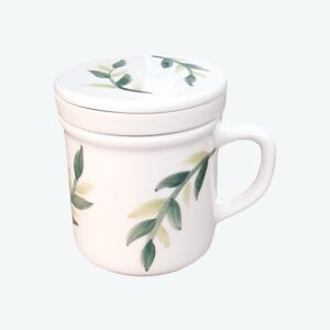 Keramische Kruidenthee-infuser Mok met Deksel, Wit