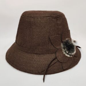 Klassieke Fedora hoed met bloemontwerp – Bruin