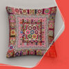 Roze Etnische Velvet Kussenhoezen – Geometrisch (Set van 2)