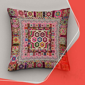 Roze Etnische Velvet Kussenhoezen – Geometrisch (Set van 2)