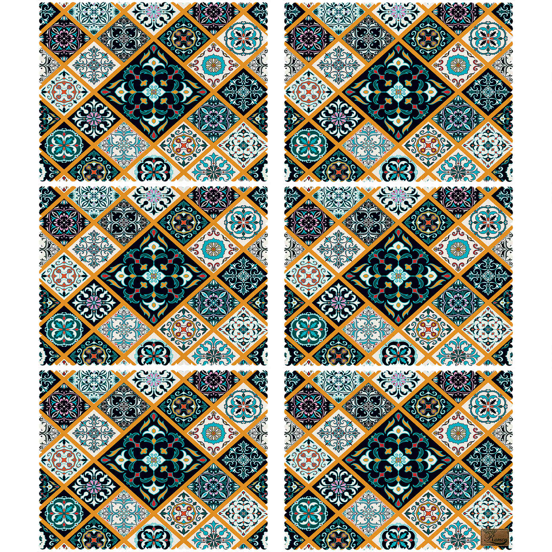 Hedendaagse Geometrische Bloemenontwerp Placemat – Esthetisch & Praktisch (Set van 6)