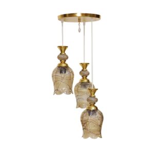 Goudkleurige kristallen cluster hanglamp
